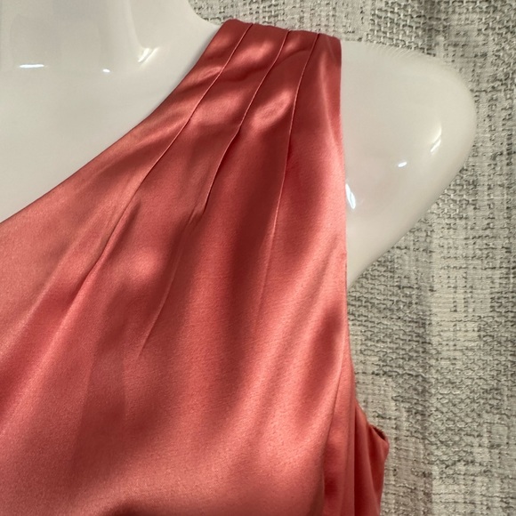 J.Crew rose pink satin one shoulder dress. Pleaded shoulder and opposite side. - Picture 3 of 7